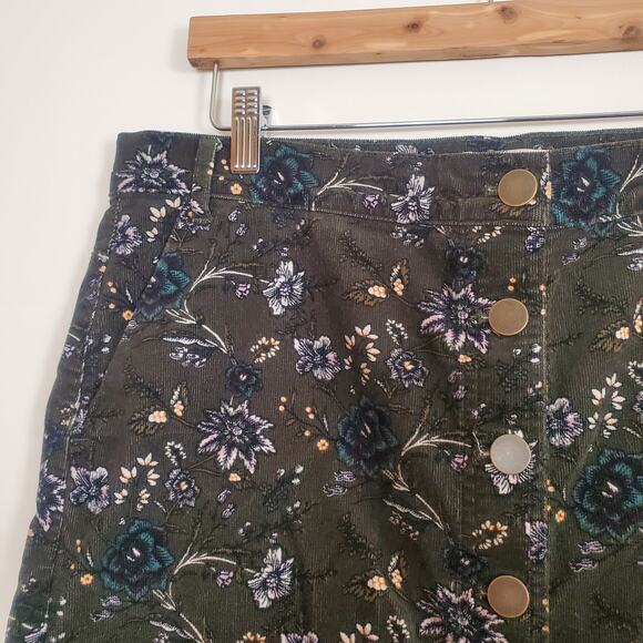 Loft Wildflower Corduroy Mini Skirt Green 12 - Picture 5 of 7